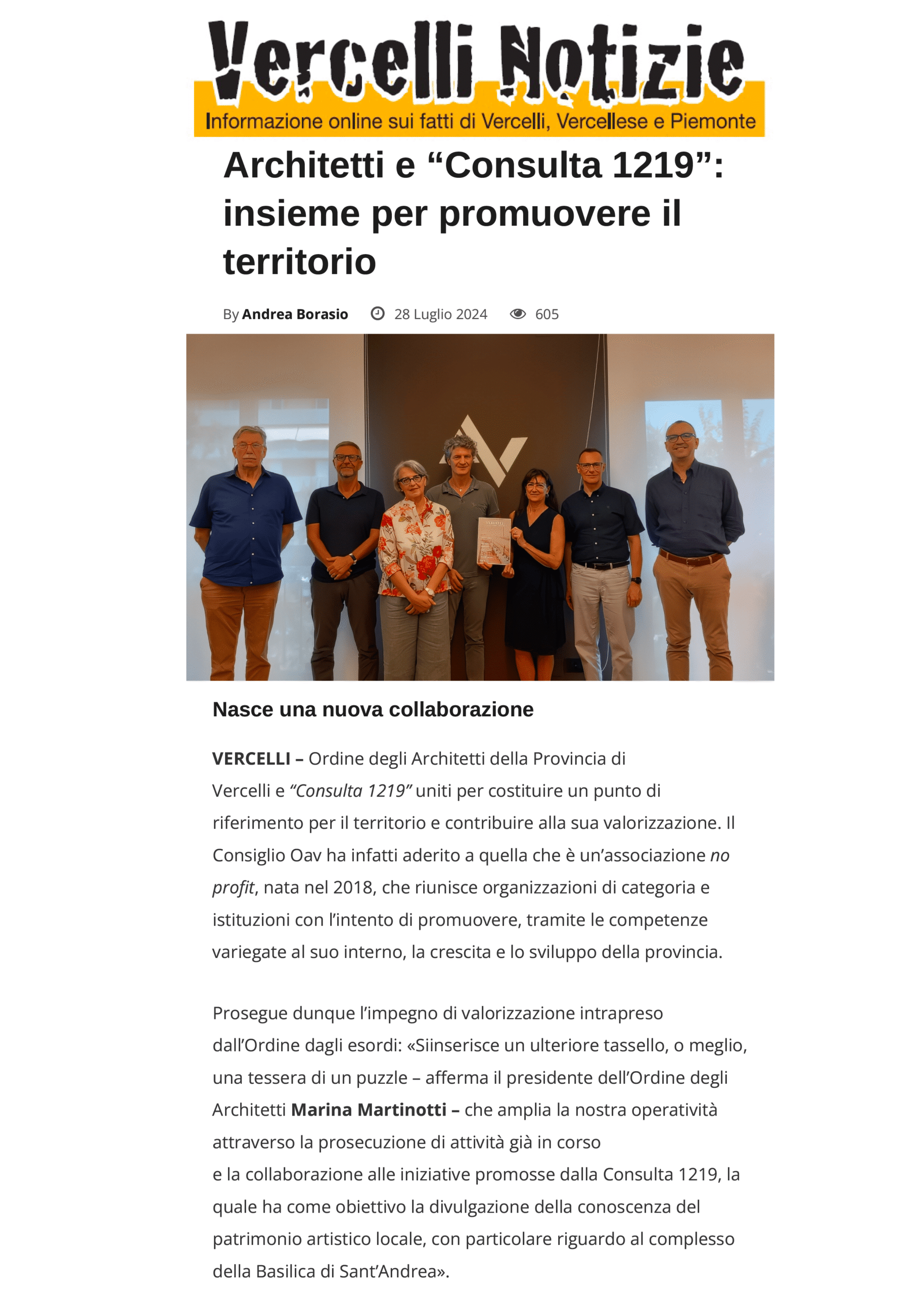 Architetti e “Consulta 1219”: insieme per promuovere il territorio